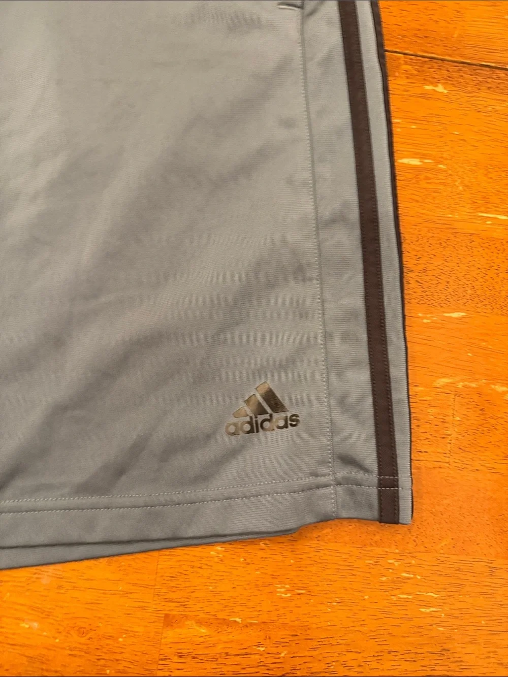 adidas Men’s Gray Athletic Shorts with Dark Side Stripes xl